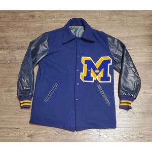 Vintage 50s University of Michigan Wolverines Football Varsity Letterman Jacket
